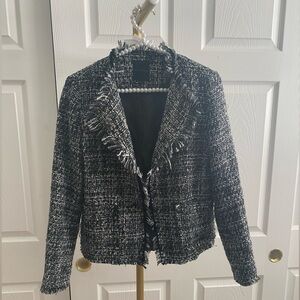 Chic Black and White Tweed Blazer